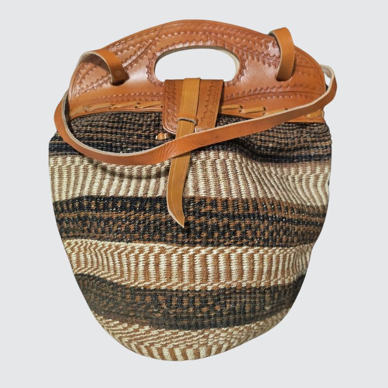 ブルレア Leather trimmed rattan bucketbag Weave Bucket Bag – Audriz Webshop